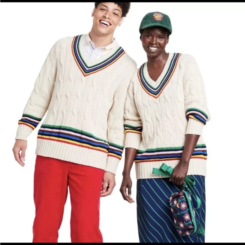 Croquet Stripe Cable-Knit Sweater from the Rowing Blazers x Target M $100 nwt